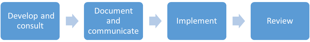 Develop and consult Document and communicate Implement Review